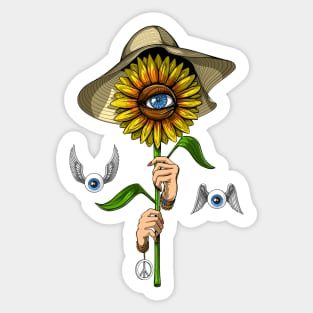 Psychedelic Hippie Sunflower Sticker